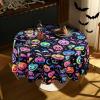 imageASPMIZ Halloween Round Tablecloth 60 Inch Waterproof Blacklight Spooky Pumpkin Table Cloths Wrinkle Resistant Washable Polyester UV Reactive Table Cloth Round Cover for Spooky Halloween Decorations