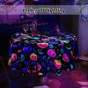 imageASPMIZ Halloween Round Tablecloth 60 Inch Waterproof Blacklight Spooky Pumpkin Table Cloths Wrinkle Resistant Washable Polyester UV Reactive Table Cloth Round Cover for Spooky Halloween Decorations