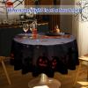 imageASPMIZ Halloween Round Tablecloth 60 Inch Waterproof Stainproof Spillproof Table Cloths Wrinkle Resistant Washable Polyester Creepy Pumpkin Table Cloth Round Cover for Halloween Party Decorations60 Round
