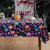 imageASPMIZ Halloween Tablecloth Square 55quot x 55quot Blacklight Spooky Pumpkin Table Cloth Fluorescent Black Waterproof Table Cover UV Reactive Tablecloth for Halloween Party Decorations Holiday Decor