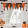 imageASPMIZ Halloween Valance for Windows Zigzag Orange Valance Curtains for Kitchen Patchwork Swag Vlance Rod Pocket Short Topper Window Curtain for Kitchen Fierplace Decor 1 Panel 54 x 18 InchOrange