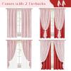 imageASPMIZ Linen Curtains for Bedroom Double Layered Boho Curtain for Living Room Farmhouse Curtain 84 Inch Length 2 Panels Set Rustic Curtains ampamp Drapes Rod Pocket with Tiebacks 52 x 84 Inch BeigeRed