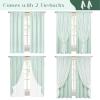 imageASPMIZ Linen Curtains for Bedroom Double Layered Boho Curtain for Living Room Farmhouse Curtain 84 Inch Length 2 Panels Set Rustic Curtains ampamp Drapes Rod Pocket with Tiebacks 52 x 84 Inch BeigeLight Green