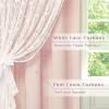 imageASPMIZ Linen Curtains for Bedroom Double Layered Boho Curtain for Living Room Farmhouse Curtain 84 Inch Length 2 Panels Set Rustic Curtains ampamp Drapes Rod Pocket with Tiebacks 52 x 84 Inch BeigePink