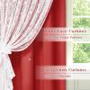imageASPMIZ Linen Curtains for Bedroom Double Layered Boho Curtain for Living Room Farmhouse Curtain 84 Inch Length 2 Panels Set Rustic Curtains ampamp Drapes Rod Pocket with Tiebacks 52 x 84 Inch BeigeRed