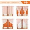 imageASPMIZ Linen Curtains for Bedroom Double Layered Boho Curtain for Living Room Farmhouse Curtain 84 Inch Length 2 Panels Set Rustic Curtains ampamp Drapes Rod Pocket with Tiebacks 52 x 84 Inch BeigeOrange