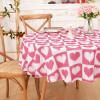 imageASPMIZ Mothers Day Tablecloth Square 55x55 Inch Red Gingham Tablecloth Love Hearts Table Cloth Waterproof Table Cover for Mothers Day Party Kitchen Dining Room Holiday Decor RedPink
