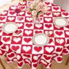 imageASPMIZ Mothers Day Tablecloth Square 55x55 Inch Red Gingham Tablecloth Love Hearts Table Cloth Waterproof Table Cover for Mothers Day Party Kitchen Dining Room Holiday Decor RedRed