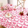 imageASPMIZ Mothers Day Tablecloth Square 55x55 Inch Red Gingham Tablecloth Love Hearts Table Cloth Waterproof Table Cover for Mothers Day Party Kitchen Dining Room Holiday Decor RedPink