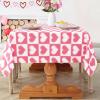 imageASPMIZ Mothers Day Tablecloth Square 55x55 Inch Red Gingham Tablecloth Love Hearts Table Cloth Waterproof Table Cover for Mothers Day Party Kitchen Dining Room Holiday Decor RedPink