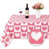 imageASPMIZ Mothers Day Tablecloth Square 55x55 Inch Red Gingham Tablecloth Love Hearts Table Cloth Waterproof Table Cover for Mothers Day Party Kitchen Dining Room Holiday Decor RedPink