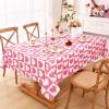 imageASPMIZ Mothers Day Tablecloth Square 55x55 Inch Red Gingham Tablecloth Love Hearts Table Cloth Waterproof Table Cover for Mothers Day Party Kitchen Dining Room Holiday Decor RedPink