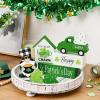 imageASPMIZ St Patricks Day Decorations Green Truck Shamrock Decorations with Gnome Wooden Block Sign St Patricks Day Decor for Tiered Tray Mantle Desk Bookshelf Farmhouse Rustic Wooden Decor Gift