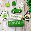 imageASPMIZ St Patricks Day Decorations Green Truck Shamrock Decorations with Gnome Wooden Block Sign St Patricks Day Decor for Tiered Tray Mantle Desk Bookshelf Farmhouse Rustic Wooden Decor Gift