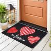 imageASPMIZ Valentines Day Area Rug Doormat Valentines Day Red Heart Door Mat with Non Slip Backing Love Entrance Mats for Indoor Outdoor Valentines Day Home Decor 18x30 Inch Green