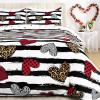 imageASPMIZ Valentines Day Duvet Cover Queen Size Soft Microfiber Comforter Cover Set with Zipper Closure Black White Striped Love Heart Comforter Cover Set 1 Duvet Cover 90quot x 90quot  2 Pillow Shams