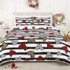 imageASPMIZ Valentines Day Quilt King Size Black White Stripe Love Heart Bedspread Coverlet Set Soft Microfiber Reversible Quilts Bedding Set for Valentine Decors 1 Quilt 96quot x 106quot2 Pillowcases