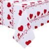 imageASPMIZ Valentines Day Tablecloth Rectangle 60x84 Inch Red Love Heart Table Cloth Polyester Fabric Romantic Tablecloths Waterproof Spillproof for Valentines Wedding Party Decoration