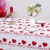 imageASPMIZ Valentines Day Tablecloth Rectangle 60x84 Inch Red Love Heart Table Cloth Polyester Fabric Romantic Tablecloths Waterproof Spillproof for Valentines Wedding Party Decoration