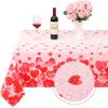 imageASPMIZ Valentines Day Tablecloth Round 60 Inch Falling Love Heart Table Cloth Washable Waterproof Wrinkle Resistant Pink Red Heart Table Cover for Valentines Day Wedding Dinner Party DecorationPink Red
