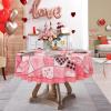 imageASPMIZ Valentines Day Tablecloth Round 60 Inch Pink Buffalo Plaid Tablecloth Love Hearts Table Cloth Waterproof Table Cover for Valentines Day Party Kitchen Dining Room Holiday Decor PinkPink
