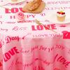 imageASPMIZ Valentines Day Tablecloth Round 60 Inch Sweet Love Table Cloth Washable Waterproof Wrinkle Resistant Polyester Romantic Pink Table Cover for Valentines Day Wedding Dinner Party Decoration