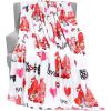 imageASPMIZ Valentines Day Throw Blanket Fuzzy Romantic Soft Heart Love Blanket Fleece Cover Cute Gnomes Flannel Blanket Warm Cozy Blanket for Couch Bed Sofa Valentine Home Decoration 50 x 60 Inches
