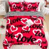 imageASPMIZ Valentines Duvet Cover Queen Size 3 Pieces Love Hearts Duvet Cover Set with Zipper Closure Checkered Red Comforter Cover Set 1 Duvet Cover 90 x 90 inches and 2 Pillow ShamsRed