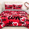 imageASPMIZ Valentines Duvet Cover Queen Size 3 Pieces Love Hearts Duvet Cover Set with Zipper Closure Checkered Red Comforter Cover Set 1 Duvet Cover 90 x 90 inches and 2 Pillow ShamsRed