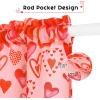 imageASPMIZ Valentines Kitchen Curtains Falling Red Love Heart Window Curtains for Kitchen Romantic Window Curtain Treatment Short Topper Curtains Valentine Decor 2 Panels Rod Pocket 26quot x 36quotPolyester