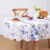imageFloral Tablecloth Rectangle Watercolor Wildflower Table Cloth Spring Summer Waterproof Polyester Fabric Wrinkle Free Tablecloths for Outdoor Picnic Camping Kitchen Dining Room 60x84 InchBlue and White