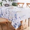 imageFloral Tablecloth Rectangle Watercolor Wildflower Table Cloth Spring Summer Waterproof Polyester Fabric Wrinkle Free Tablecloths for Outdoor Picnic Camping Kitchen Dining Room 60x84 InchBlue and White