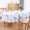 imageFloral Tablecloth Rectangle Watercolor Wildflower Table Cloth Spring Summer Waterproof Polyester Fabric Wrinkle Free Tablecloths for Outdoor Picnic Camping Kitchen Dining Room 60x84 InchBlue and White