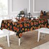 imageHalloween Tablecloth Pumpkin and Bat Table Cloth Orange and Black Star Scary Themed Tablecloths Waterproof Spillproof Tablecover for Dinner Party Decoration Square 55 x 55 Inch55 x 55 Square