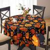 imageHalloween Tablecloth Pumpkin and Bat Table Cloth Orange and Black Star Scary Themed Tablecloths Waterproof Spillproof Tablecover for Dinner Party Decoration Square 55 x 55 Inch140 Round