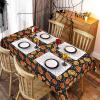 imageHalloween Tablecloth Pumpkin and Bat Table Cloth Orange and Black Star Scary Themed Tablecloths Waterproof Spillproof Tablecover for Dinner Party Decoration Square 55 x 55 Inch55 x 55 Square