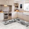imageKitchen Rugs Cushioned Anti Fatigue 2 Piece Set Marble Kitchen Mat Non Slip Abstract Kitchen Runner Rug Gray and White Modern Waterproof Memory Foam Mats for Floor 17 x 30  17 x 47 Grey