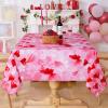 imageValentines Day Tablecloth Rectangle 60x84 Inch Red Love Heart Table Cloth Romantic Butterfly Tablecloths Polyester Waterproof Spillproof Tablecloth for Valentines Day Wedding Party Decoration