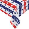 image4th of July Tablecloth Stars and Stripes Table Cloth Patriotic American Celebration Table Cover for Outdoor Party Holiday Dining Room Kitchen Decoration Red and Blue Rectangular 60 x 120 inch