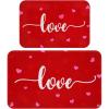 imageASPMIZ 2 Pcs Valentines Day Bathroom Rugs Set Red Heart Bath Rugs Non Slip Washable Romantic Love Memory Foam Bath Mats for Bathroom Absorbent Bathroom Mat Area Rug Set 32 x 20  24 x 16