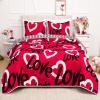 imageASPMIZ 3 Pieces Valentines Day Quilt King Size Valentines Day Quilt Sets with 2 Pillow Shams Reversible Love Heart King Quilt Bedding Set Soft Lightweight Red Bedspread Coverlet 106quotx96quot