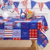 imageASPMIZ 4th of July Tablecloth Plaid Independence Day Table Cloth Memorial Patriotic Table Cover Washable Polyester Dining Decorative for Dinner Kitchen Party Decor 55x55 Inch