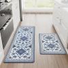 imageASPMIZ Blue Boho Kitchen Mats for Floor 2 Piece Cushioned AntiFatigue Kitchen Rugs Memory Foam Kitchen Rugs and Mats Non Skid Waterproof Blue Retro Floor Comfort Mat 18 x 48  18 x 30