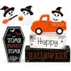 imageASPMIZ Halloween Decorations Indoor Ghost Decor Truck Decorations with Coffin Wooden Block Signs Halloween Decor for Tiered Tray Mantle Desk Bookshelf Farmhouse Rustic Wooden Decors GiftHalloween