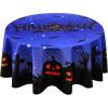 imageASPMIZ Halloween Round Tablecloth 60 Inch Waterproof Stainproof Spillproof Table Cloths Wrinkle Resistant Washable Polyester Creepy Pumpkin Table Cloth Round Cover for Halloween Party Decorations60 Round