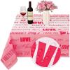 imageASPMIZ Happy Valentines Day Tablecloth Rectangle 60quotx 84quot Sweet Love Table Cloth Romantic Pink Tablecloths Waterproof Spillproof Table Cover for Valentines Day Wedding Dinner Party Decoration