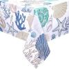 imageASPMIZ Sea Square Tablecloth 55quot x 55quot Waterproof Stainproof Spillproof Table Cloth Washable Polyester Beach Theme Table Cover Wrinkle Resistant for DiningPartyPicnicDecoration55 x 55 Square