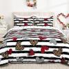 imageASPMIZ Valentines Day Duvet Cover Queen Size Soft Microfiber Comforter Cover Set with Zipper Closure Black White Striped Love Heart Comforter Cover Set 1 Duvet Cover 90quot x 90quot  2 Pillow Shams
