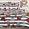 imageASPMIZ Valentines Day Quilt King Size Black White Stripe Love Heart Bedspread Coverlet Set Soft Microfiber Reversible Quilts Bedding Set for Valentine Decors 1 Quilt 96quot x 106quot2 Pillowcases