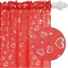 imageASPMIZ Valentines Day Sheer Curtains Silver Heart Foil Print 52quotW x 84quotL 2 Panels Rod Pocket Love Hearts Living Room Indoor Valentines Day Theme